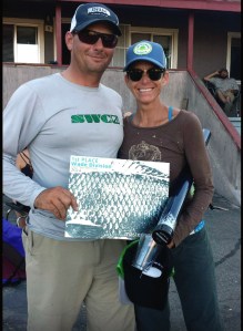 NEXT! Two-time Carp Throw Down champ David Wratchford congratulates this year's winner in the wading division, Amy Barder McMahon.